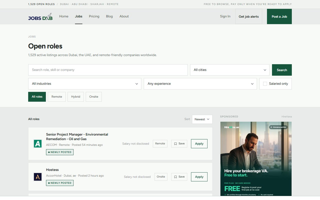 JobsDXB search-first jobs board